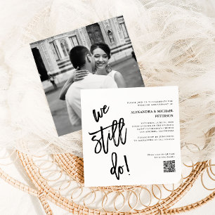 Black and White   QR Code and Photo Vow Renewal Invitation