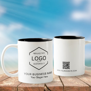 Black and White QR Code Company Business Logo Two-Tone Coffee Mug