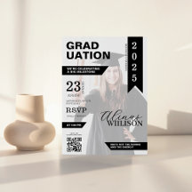 Black and white qr code magazine photo graduation