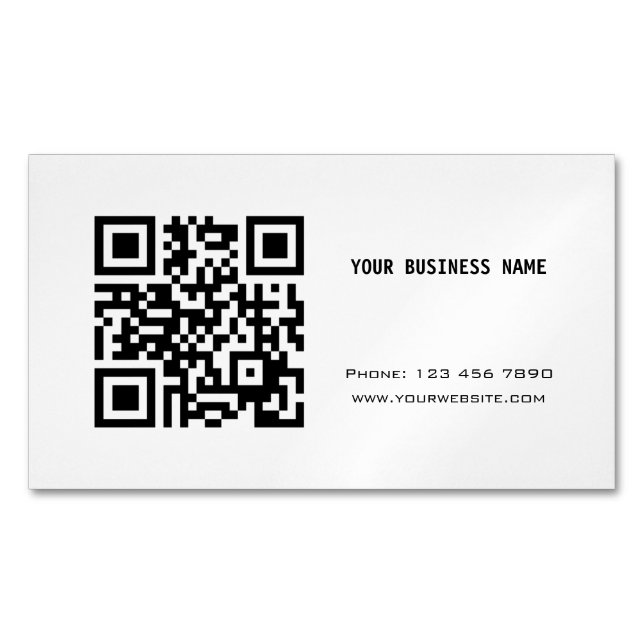 Black and White QR Code Magnetic Business Card (Front)