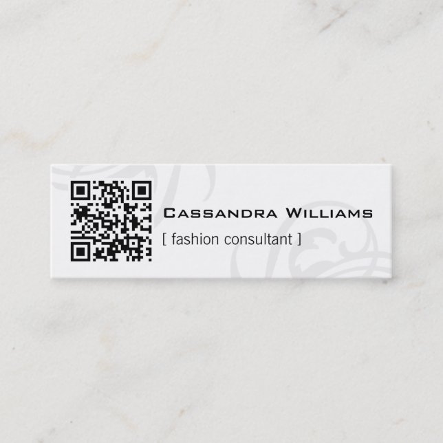 Black and White QR CODE Mini Business Cards (Front)