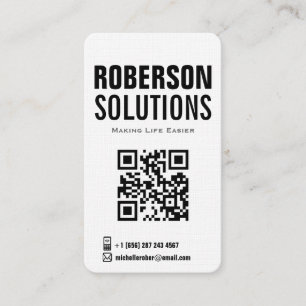 black and white qr code on bold design business card