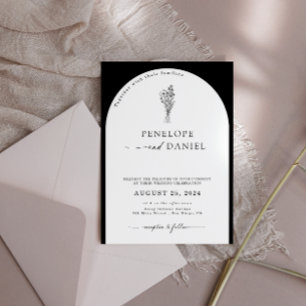 Black and White QR Code Wedding Arch 2 in 1 Invitation
