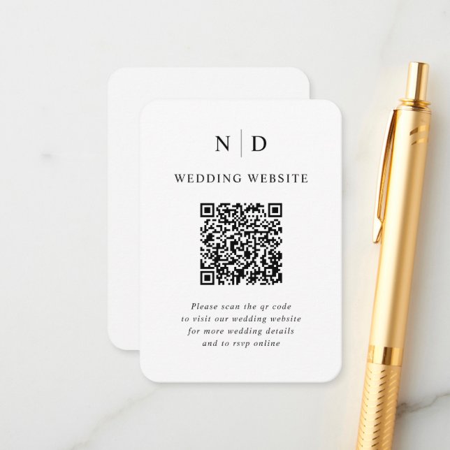 Black and White QR Code Wedding  Enclosure Card (Front/Back In Situ)