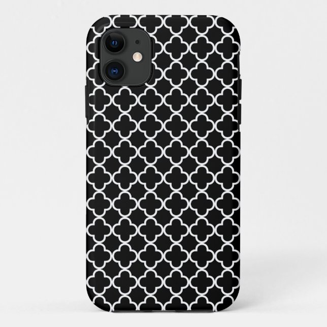 Black and White Quatrefoil Clover Pattern Case-Mate iPhone Case (Back)