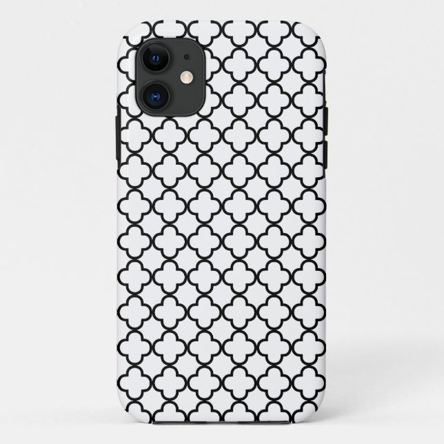 Black and White Quatrefoil Clover Pattern Case-Mate iPhone Case (Back)