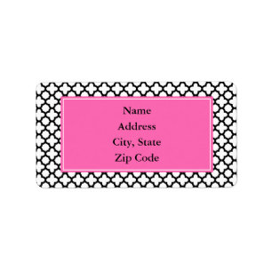 Black and White Quatrefoil Label