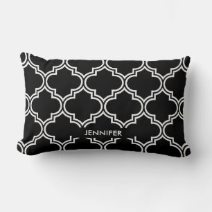 Black and White Quatrefoil Lumbar Cushion