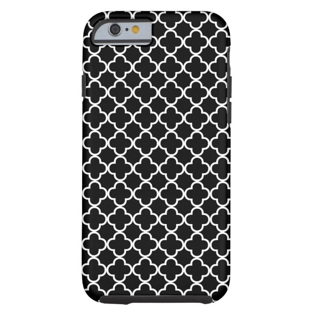 Black and White Quatrefoil Pattern Case-Mate iPhone Case (Back)