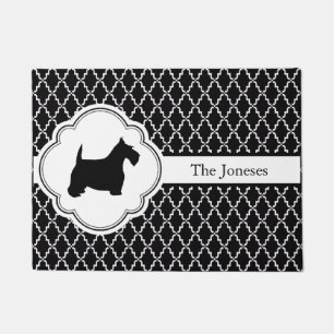 Black and White Quatrefoil Scottie Doormat