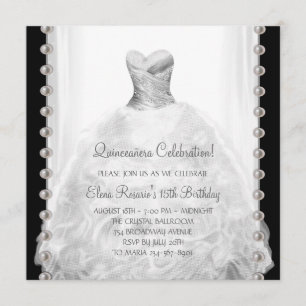 Black and White Quinceanera Invitations