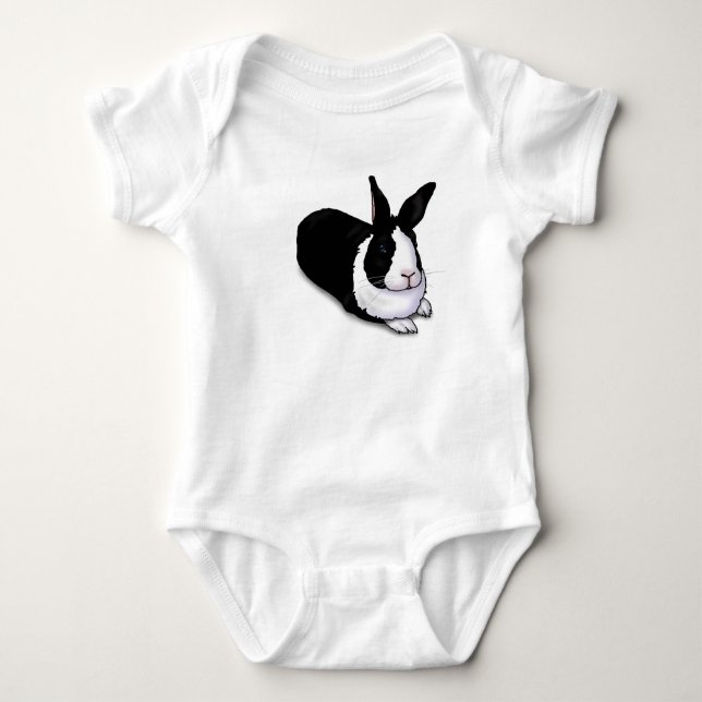 Black and White Rabbit Baby Bodysuit (Front)