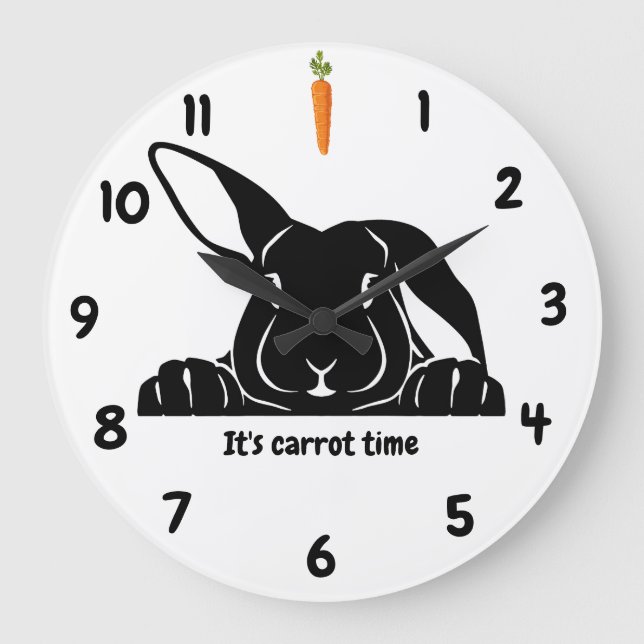 Black and White Rabbit Head Wall Clock (Front)