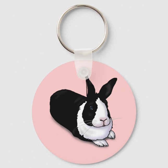 Black and White Rabbit Key Ring (Front)