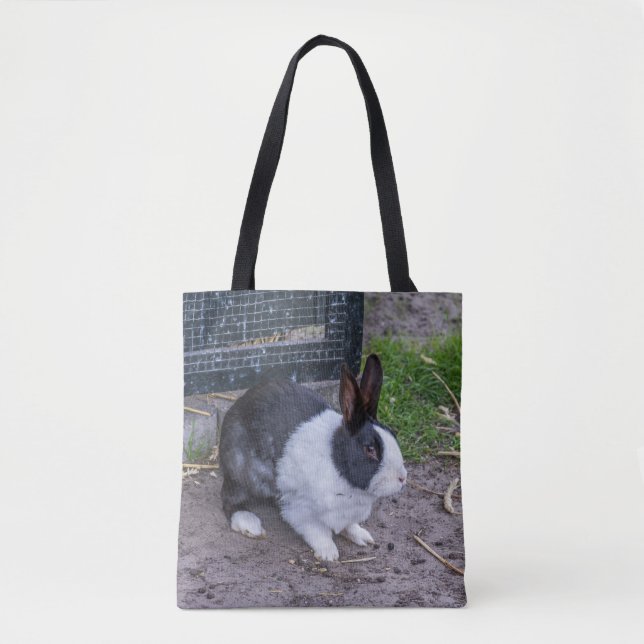 Black and white rabbit Tote Bag (Front)