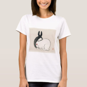 Black and white rabbits by Kono Bairei T-Shirt
