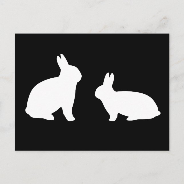 Black and White Rabbits Postcard - Customisable! (Front)