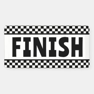 Black and white Racing Finish Line Banner