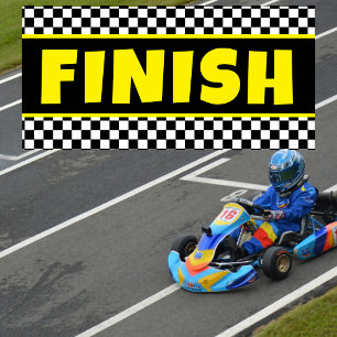 Black and White Racing Finish Line Banner Checke