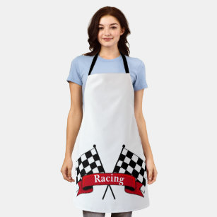 Black and White Racing Flags Apron