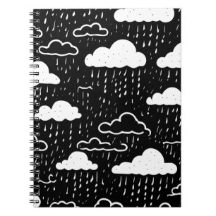 Black and White Rain Cloud Pattern Notebook
