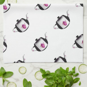 Black And White Rainbow Teapot  Tea Towel