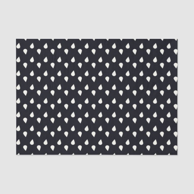 Black and White Raindrops Tissue Paper (Front)