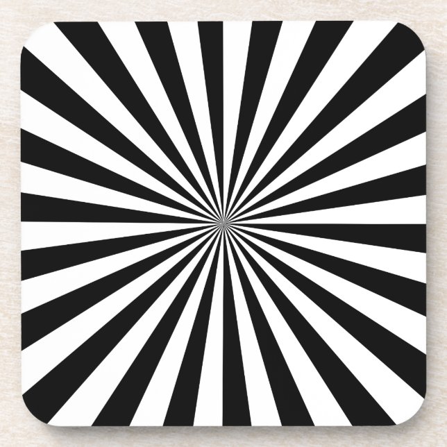 Black and White Rays Pattern Coaster (Front)