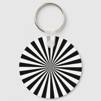 Black and White Rays Pattern Key Ring