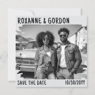 Black and White Record Album Retro Music Save The Date