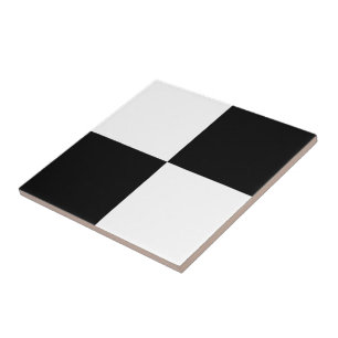 Black and White Rectangles Ceramic Tile