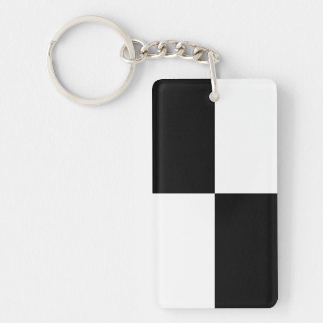Black and White Rectangles Key Ring (Front)