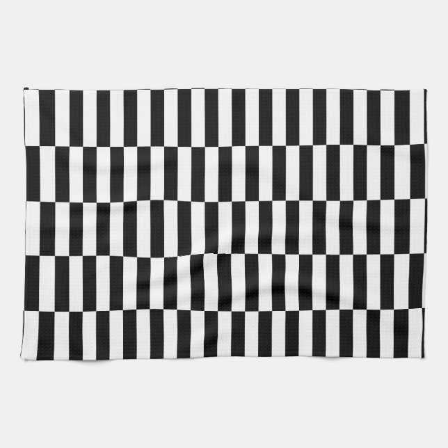 black and white rectangles tea towel (Horizontal)