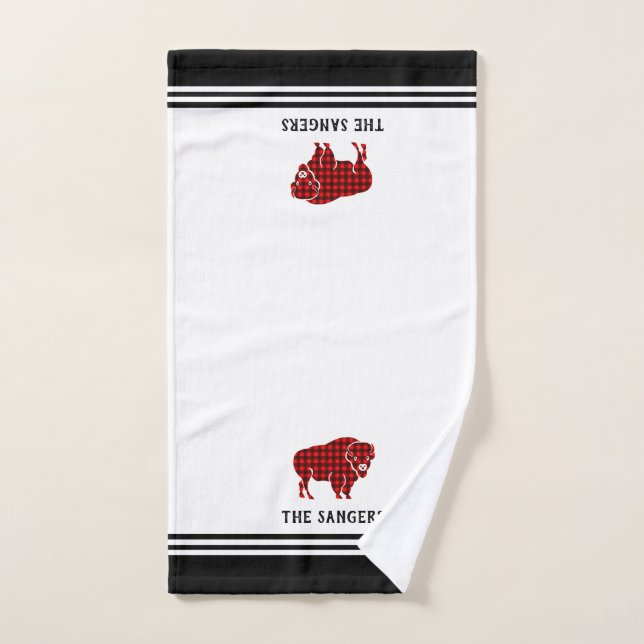 Black and White Red Buffalo Plaid Hand Towel (Hand Towel)