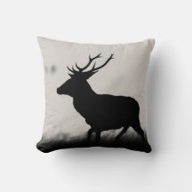 Black and White Red Deer Silhouette