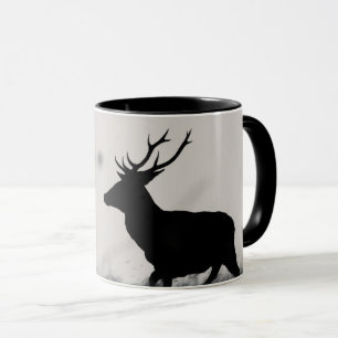 Black and White Red Deer Silhouette Mug