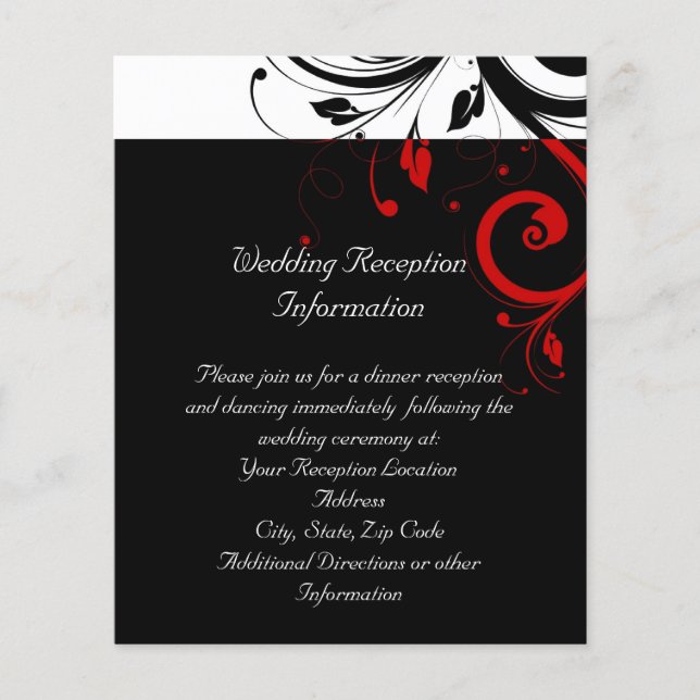 Black and White Red Reverse Swirl Reception Flyer (Front)