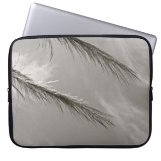 BLACK AND WHITE REEDS BLOWN IN THE WIND LAPTOP SLEEVE
