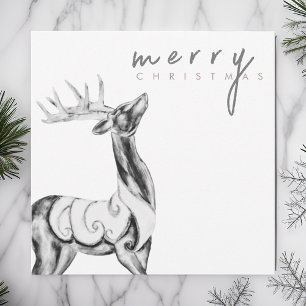 Black and White Reindeer Merry Christmas  Holiday Card
