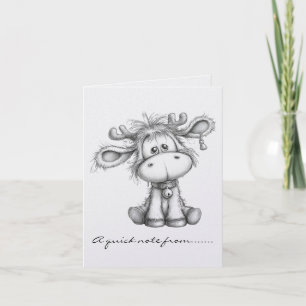 Black and White Reindeer  Note Card
