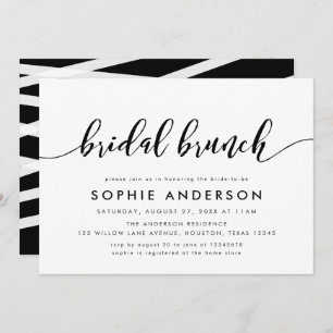 Black and White Relax Script Bridal Brunch Invitation