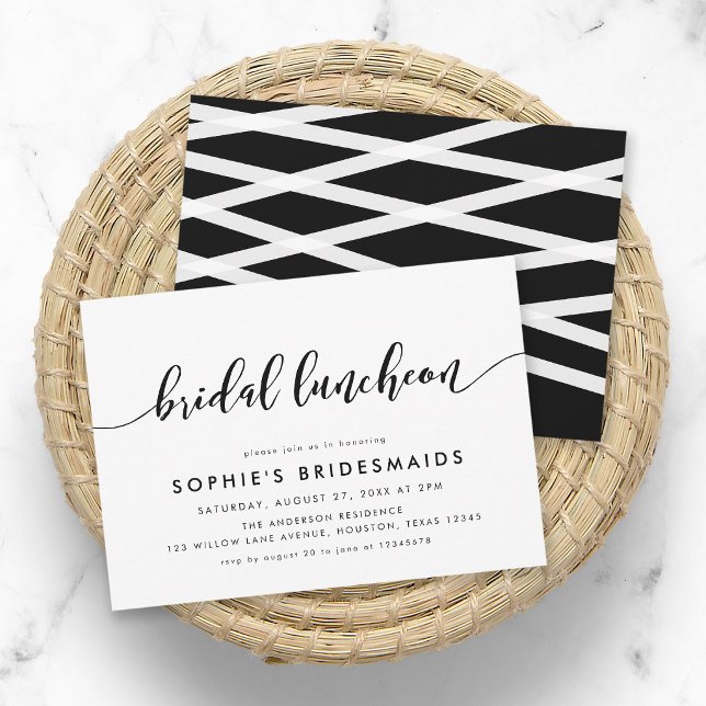 Black and White Relax Script Bridal Luncheon Invitation (Creator Uploaded)
