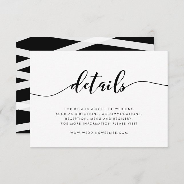Black and White Relax Script Details Enclosure Card (Front/Back)