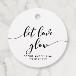 Black and White Relax Script Let Love Glow Wedding Favour Tags