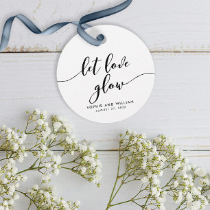 Black and White Relax Script Let Love Glow Wedding Favour Tags