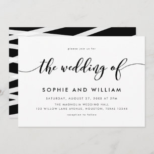 Black and White Relax Script Wedding Invitation