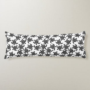 Black and White Repeat Motif Sea Turtle Pattern Body Cushion