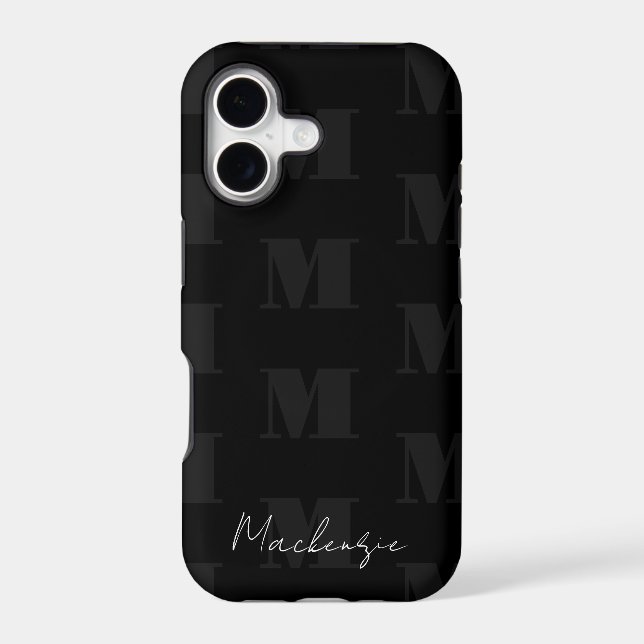 Black and White Repeat Pattern Monogram (Back)