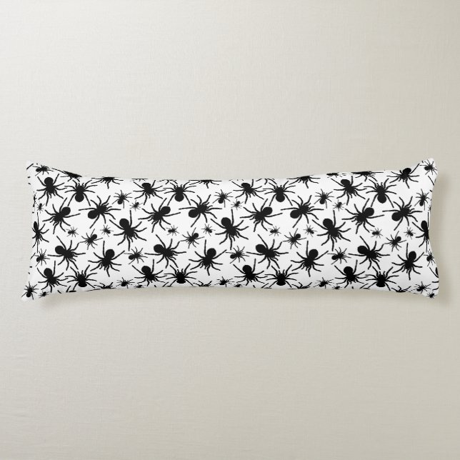 Black And White Repeating Motif | Spider Pattern Body Cushion (Front)