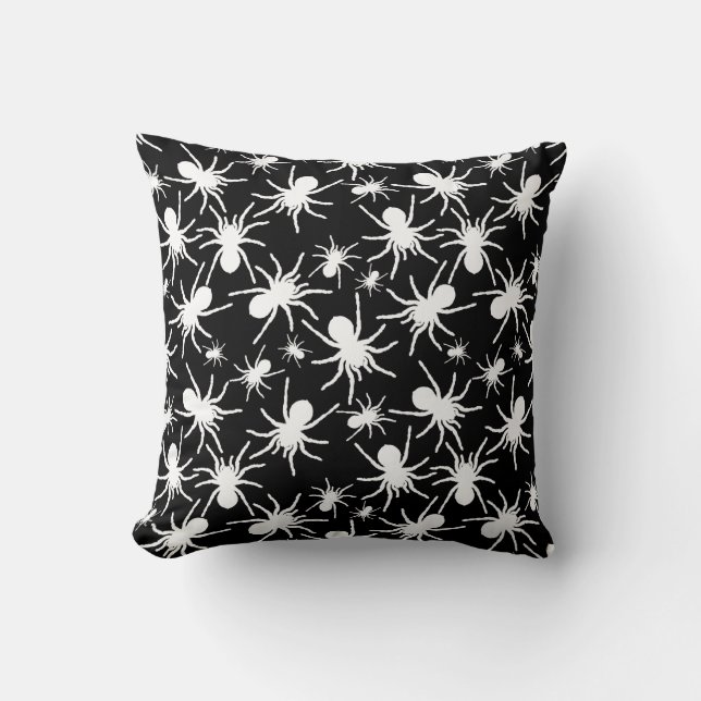 Black And White Repeating Motif | Spider Pattern Cushion (Front)